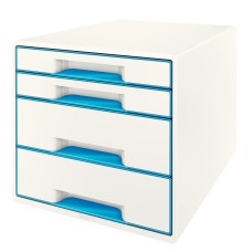 Cabinet cu sertare Leitz WOW 4 sertare PS A4 alb albastru